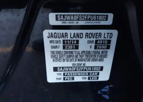 2015 Jaguar Xf 2.0T Premium from USA, damaged, VIN SAJWA0FS2FPU61802